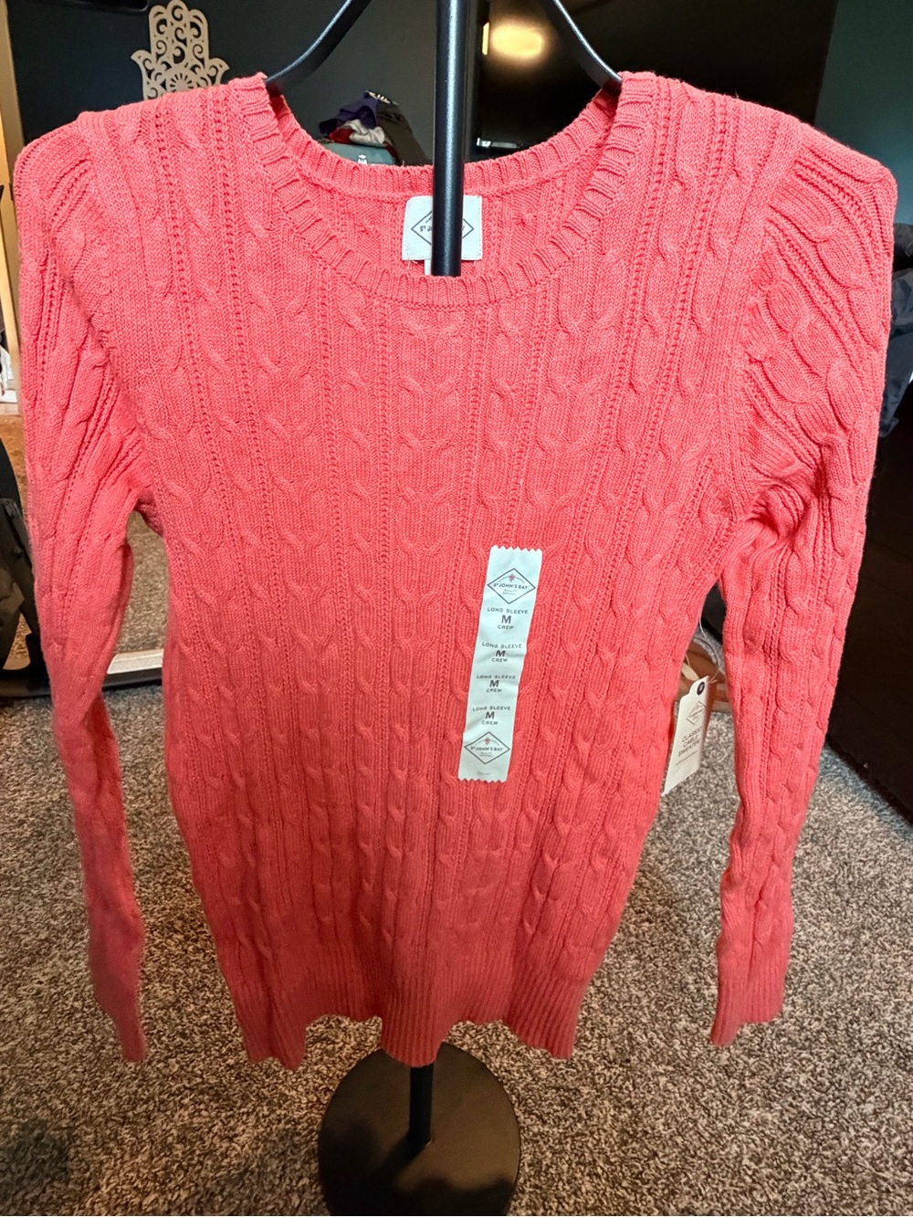 St. John's Bay Coral Cable-Knit Crewneck Sweater